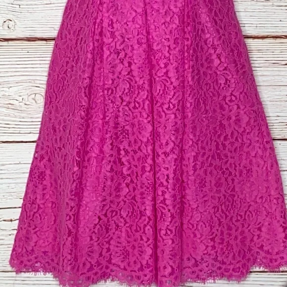 NWT Shoshanna Paris Lace Fit and Flare Dress in Hot Pink Sz 2